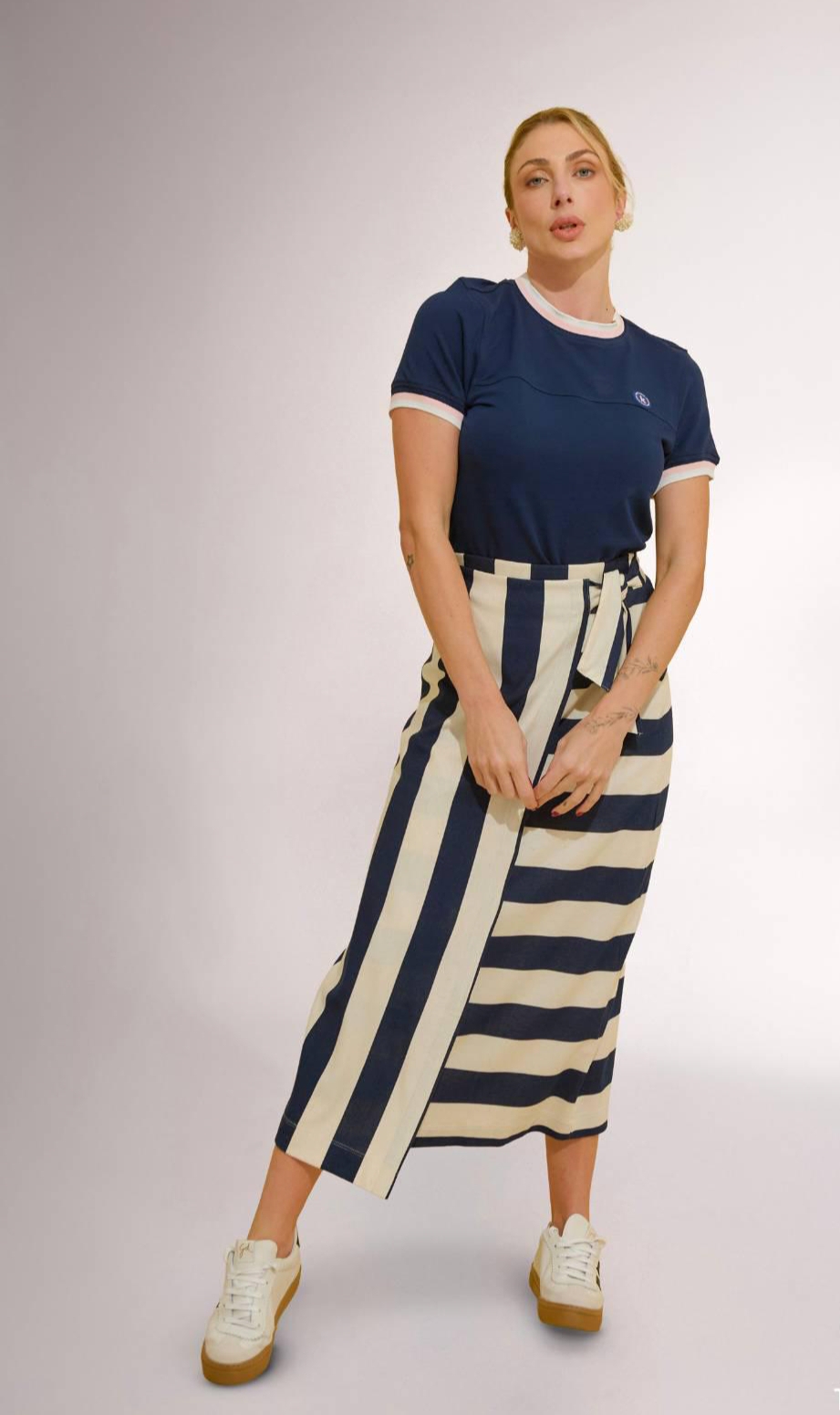 Conjunto Listrado Azul Marinho