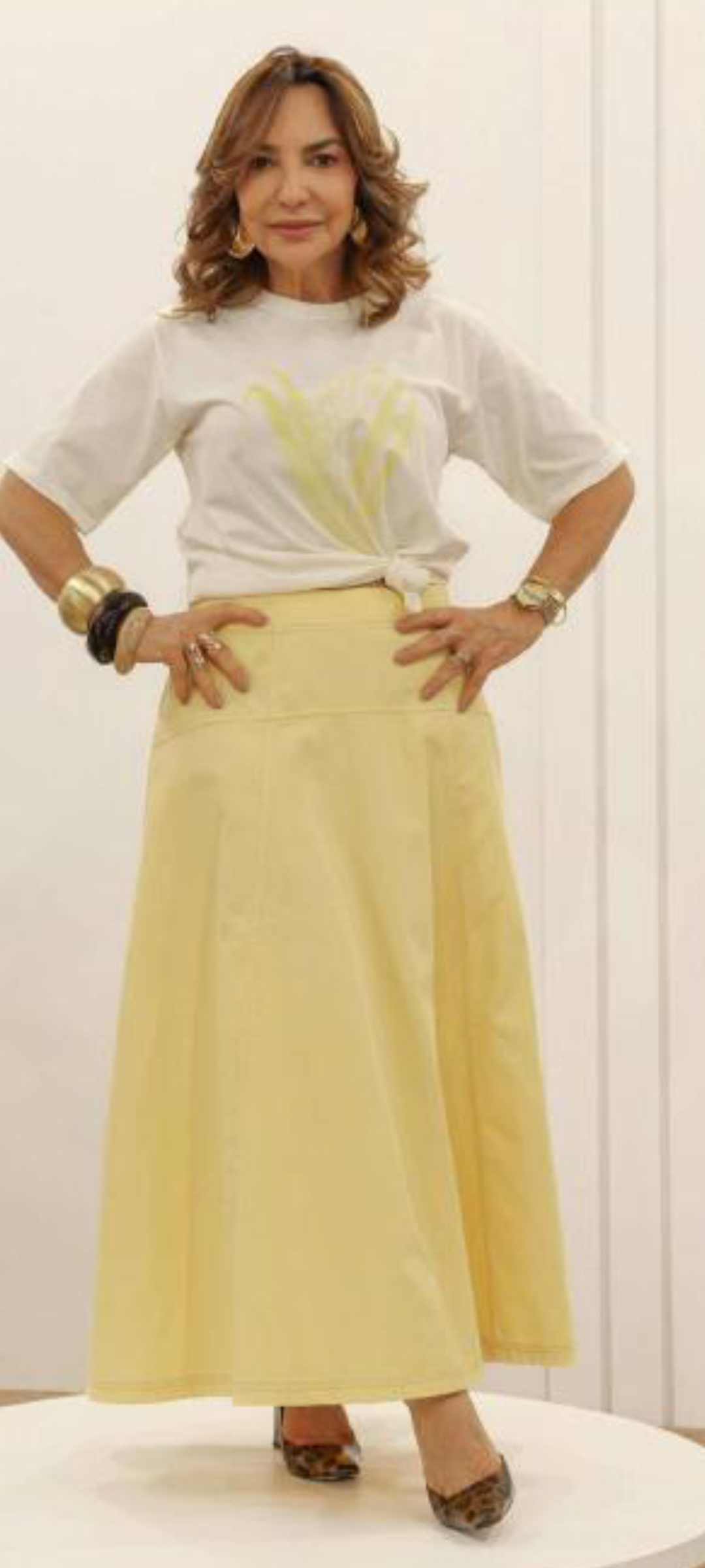 Conjunto de Saia Amarela Midi