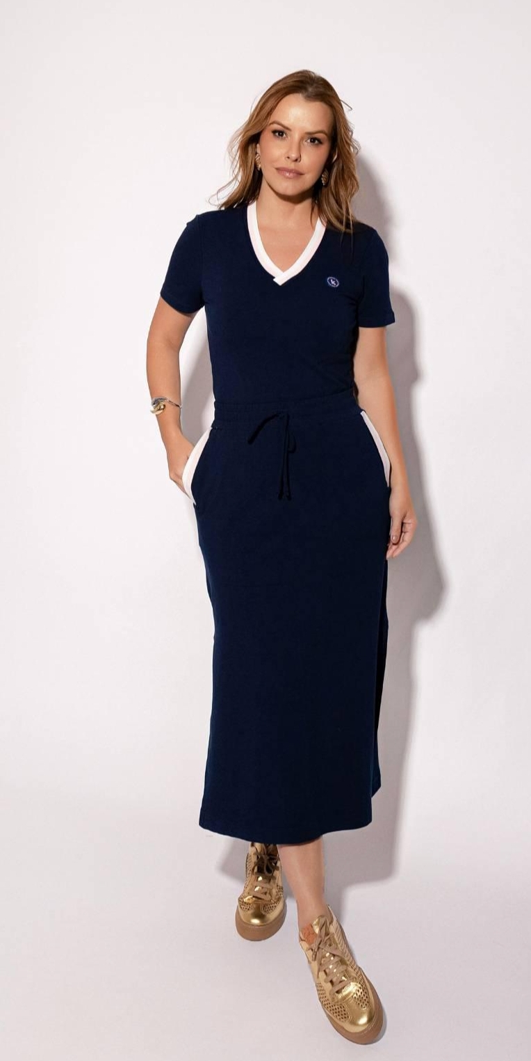 Conjunto Saia e Blusa Midi Fenda