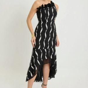 Vestido Plano Longo - Ombro Só Com Babados