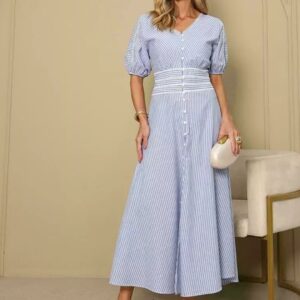 Vestido Stripe com Renda