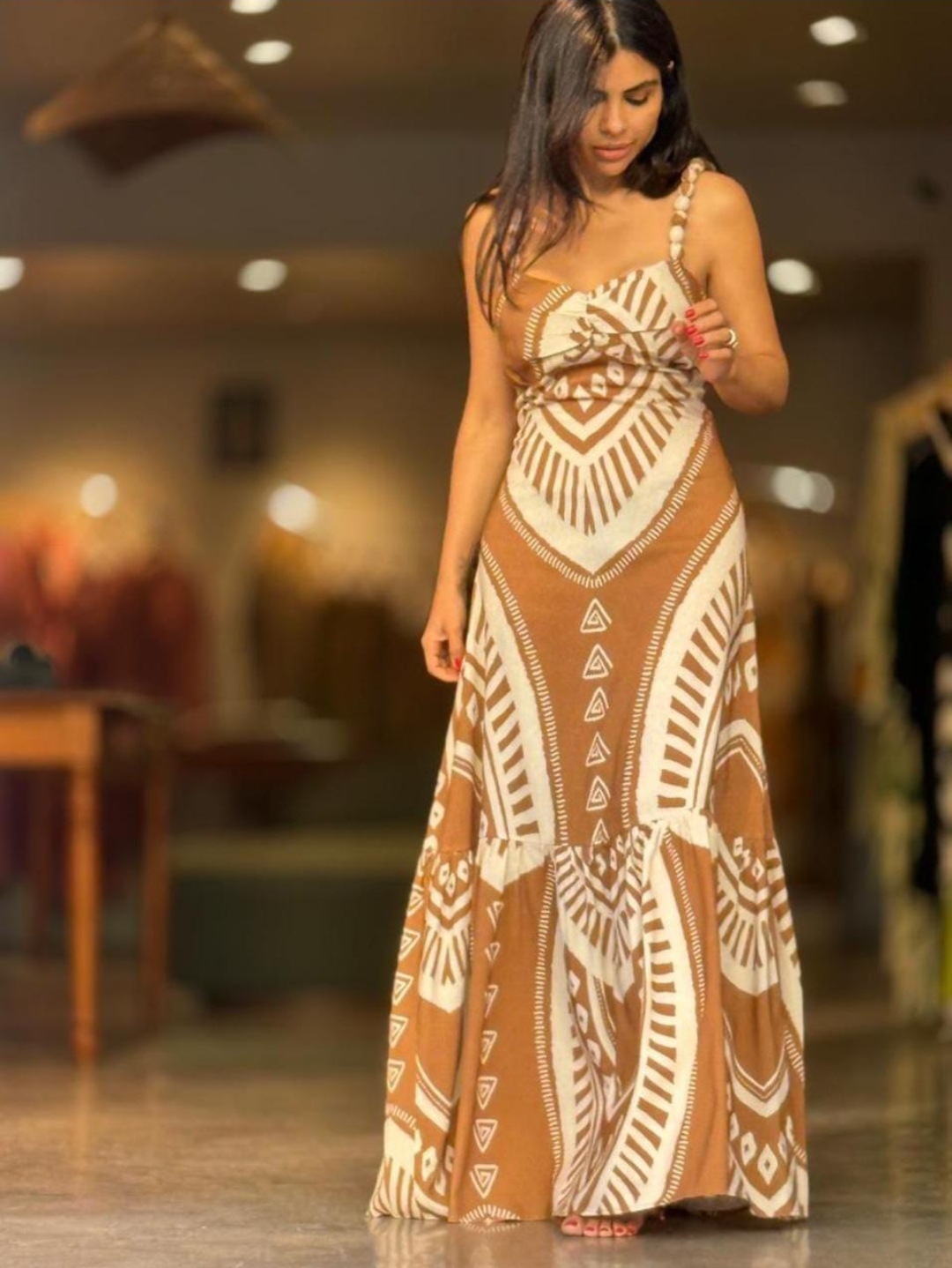 Vestido Linho Marrom