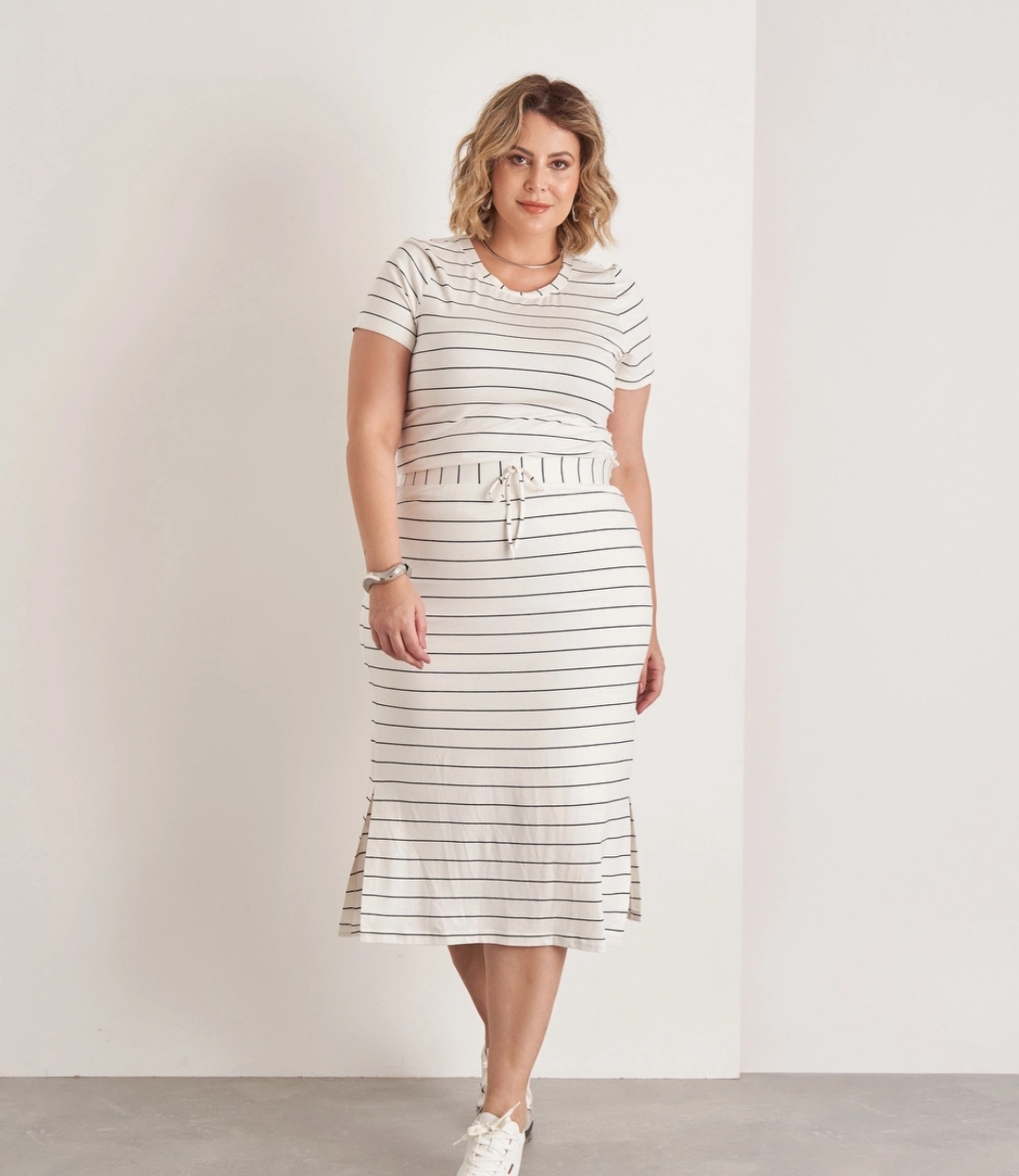 Conjunto listrado de malha