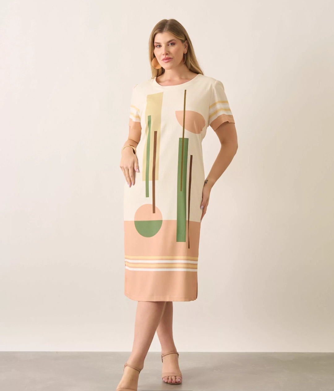 Vestido Estampado com forro Offwhite