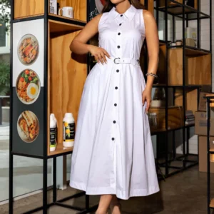 Vestido Branco Alfaiataria Luxo