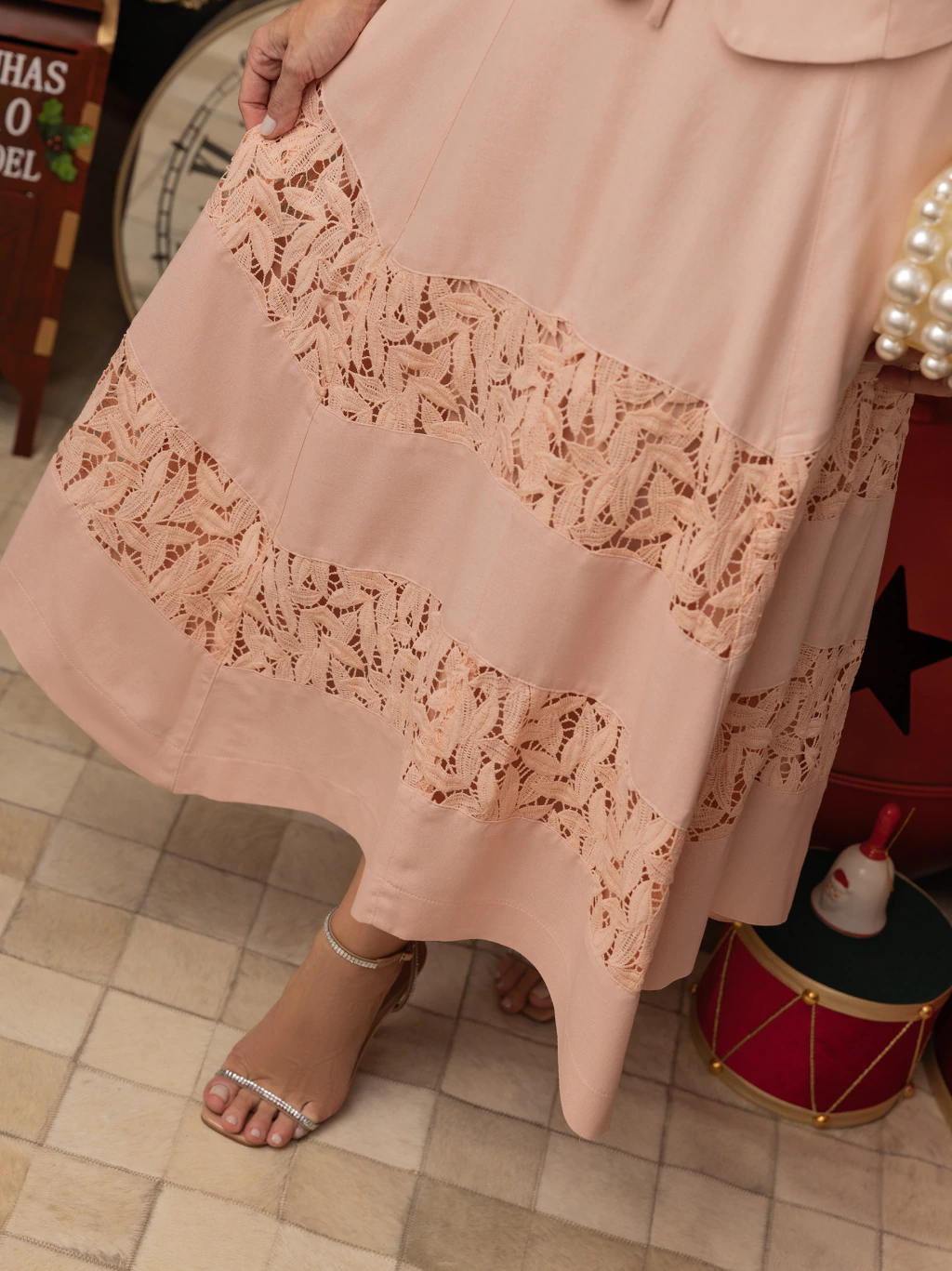 Conjunto Linho Com Renda Rose - Imagem 5