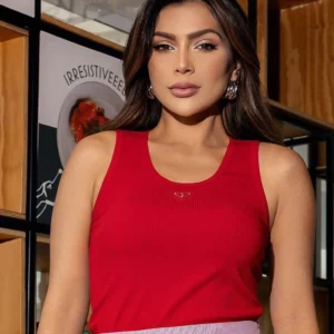 Blusa Regata Malha Canelada
